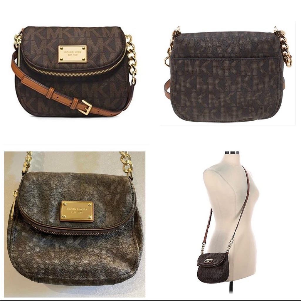 Michael Kors Signature Coated Canvas & Leather Crossbody Bag | Brown | $50